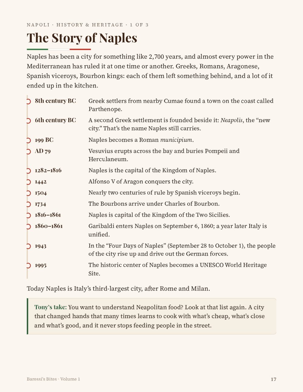 Volume 1 page: The Story of Naples