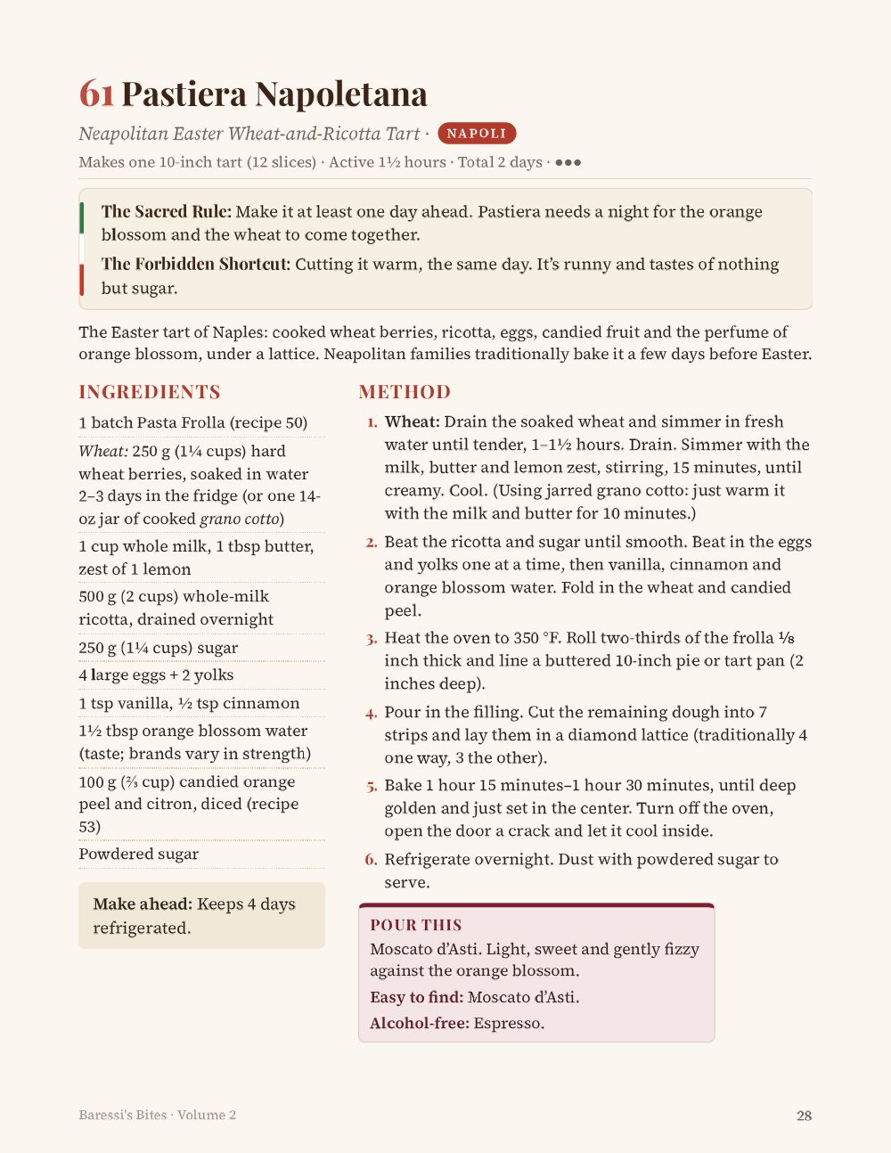 Volume 2 page: Pastiera Napoletana recipe